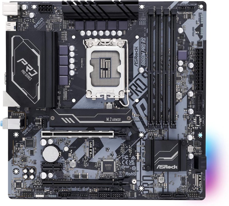 ASRock B660M Pro RS Intel B660 Series CPU (LGA1700) 32 GB Compatible B660M MicroATX Motherboard - Image 2